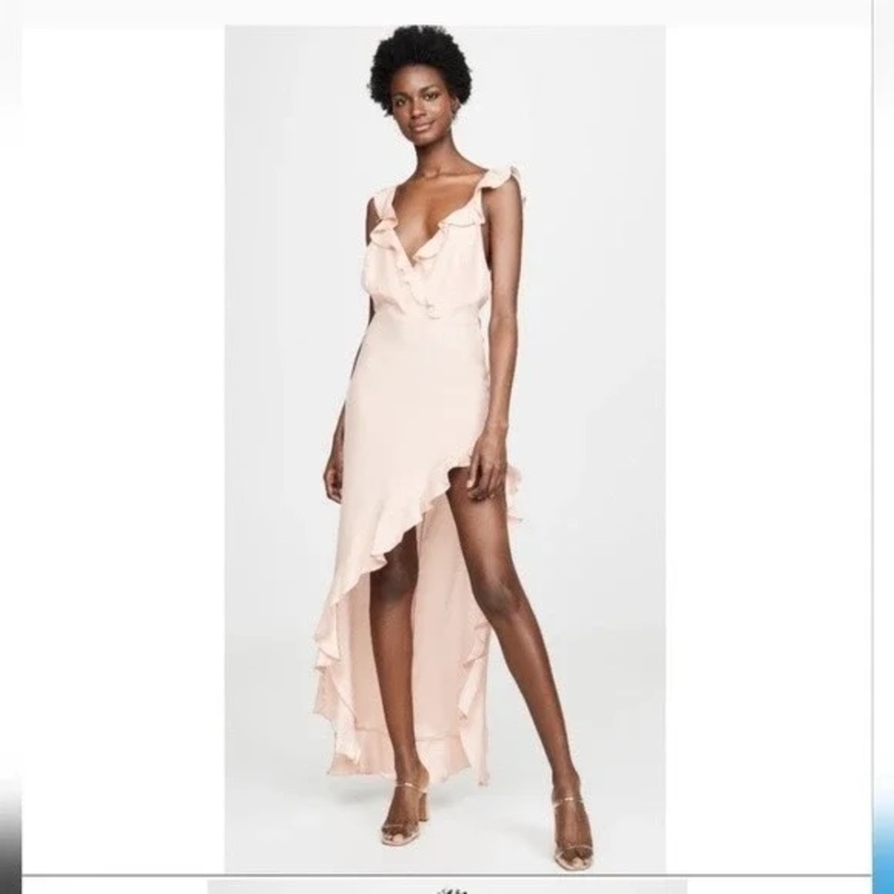 100% Silk Pink Amanda Uprichard High-Low Ruffle Dress!